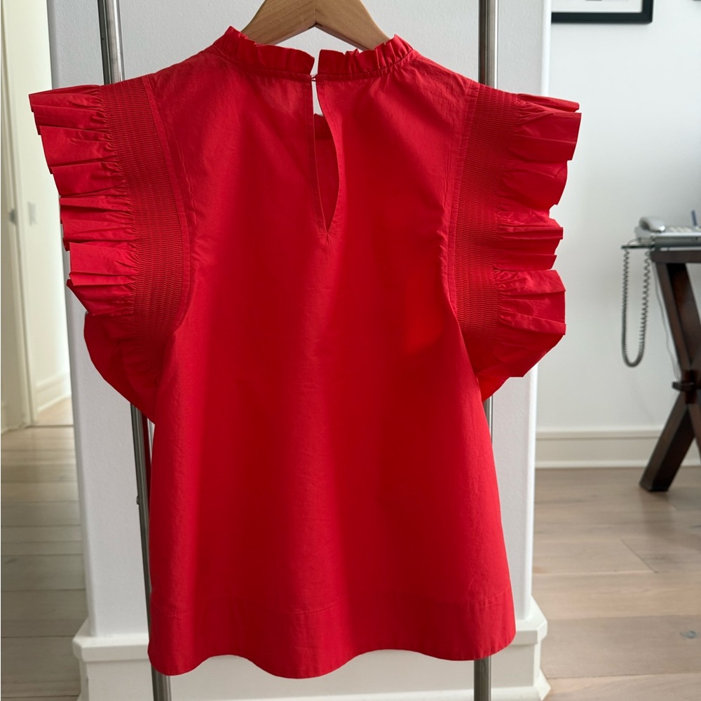Red Ruffled Women's Top